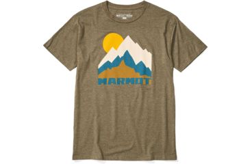 Image of Marmot Tower Tee Short Sleeve T-Shirt - Mens, Olive Heather, Medium, 41850-4480-M