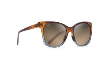 Image of Maui Jim Alekona Polarized Cat Eye Sunglasses - Women's, Caramel with Blue Frame, HCL Bronze Lens, Caramel with Blue HS793-18B