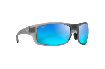 Image of Maui Jim Big Wave Wrap  Sunglasses,Translucent Matte Grey,Blue Hawaii Lens B440-11M