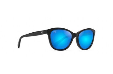 Image of Maui Jim Canna Polarized Cat Eye  Sunglasses,Gloss Black,Blue Hawaii Lens B769-02