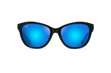 Image of Maui Jim Canna Polarized Cat Eye  Sunglasses,Gloss Black,Blue Hawaii Lens B769-02