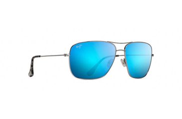 Image of Maui Jim Cook Pines Polarized Aviator  Sunglasses,Silver,Blue Hawaii Lens B774-17