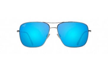 Image of Maui Jim Cook Pines Polarized Aviator  Sunglasses,Silver,Blue Hawaii Lens B774-17