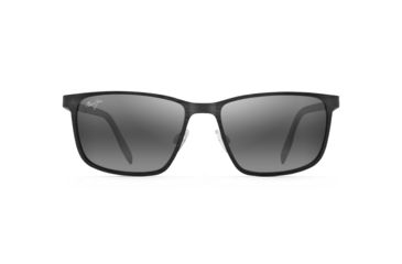 Image of Maui Jim Cut Mountain Polarized Square Sunglasses, Black Frame, Neutral Grey Lens, Black 532-2M