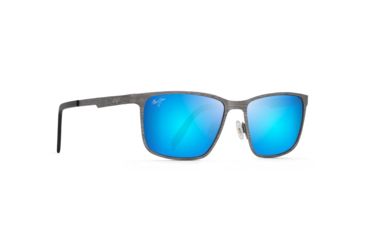 Image of Maui Jim Cut Mountain Polarized Square Sunglasses, Grey Frame, Blue Hawaii Lens, Grey B532-14