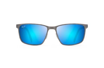 Image of Maui Jim Cut Mountain Polarized Square Sunglasses, Grey Frame, Blue Hawaii Lens, Grey B532-14