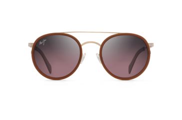 Image of Maui Jim Even Keel Polarized Round Sunglasses, Rose Gold w/ Translucent Coconut Matte Brown Frame, Maui Rose Lens, Rose Gold w/ Translucent Coconut Matte Brown RS534-16R