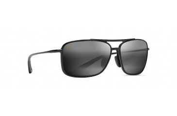 Image of Maui Jim Kaupo Gap Polarized Aviator  Sunglasses,Gloss Black,Neutral Grey Lens 437-02