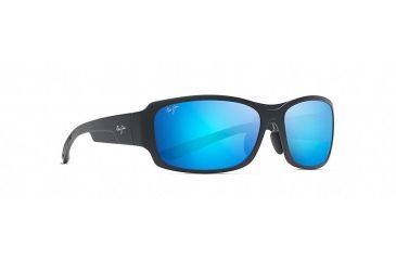 Image of Maui Jim Monkeypod Polarized Wrap  Sunglasses,Matte Black,Blue Hawaii Lens B441-2M