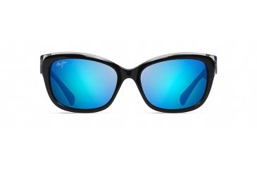Image of Maui Jim Plumeria Polarized Cat Eye  Sunglasses,Black with Crystal,Blue Hawaii Lens B768-02K