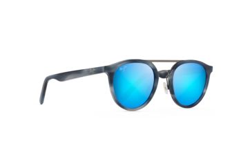 Image of Maui Jim Sunny Days Polarized Round Sunglasses, Blue Horn Frame, Blue Hawaii Lens, Blue Horn B529-27E