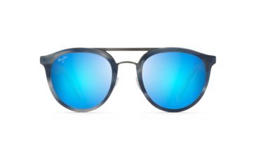 Image of Maui Jim Sunny Days Polarized Round Sunglasses, Blue Horn Frame, Blue Hawaii Lens, Blue Horn B529-27E