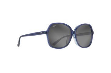 Image of Maui Jim Taro Polarized Square Sunglasses - Women's, Navy w/ Light Blue Frame, Neutral Grey Lens, Navy w/ Light Blue GS795-08D