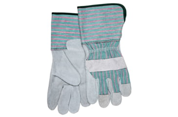 Image of MCR Safety 1231 Long Gauntlet Split Leather Palm Work Gloves, C Grade Shoulder Leather, 4.5in Rubberized Safety Cuff, Gray, Large, 1231