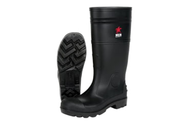 Image of MCR Safety 15in PVC Work Boots, Plain Toe with Cleated Sole, Poly Interior Lining, Over the Sock Style, Black, 10, PBP12010