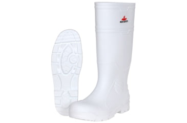 Image of MCR Safety 17in PVC Work Boots, Plain Toe with Cleated Sole, Poly Interior Lining, Over the Sock Style, White, 12, WPBP12