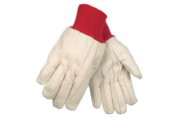 Image of MCR Safety 9018CR Double Palm Work Gloves, 18oz Cotton Polyester Blend, Clute Pattern with Straight Thumb, Knit Wrist, Natural, Large, 9018CR