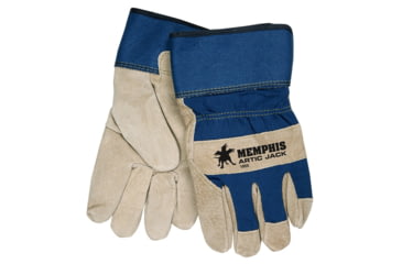 Image of MCR Safety Artic Jack Premium Split Pigskin Insulated Leather Palm Work Gloves, Fabric Back with 2.5in Safety Cuff, Thermosock Lined, Beige, Medium, 1955M