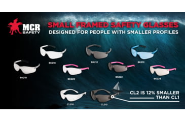 Image of MCR Safety BearKat BK2 Series Safety Glasses, Soft Non-Slip Temple, Gray Lens/Black Frame, One Size, BK212