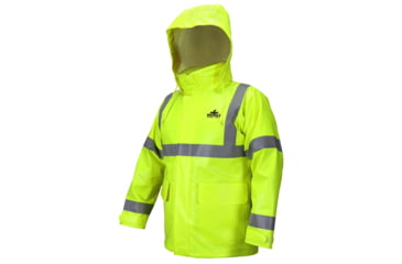 Image of MCR Safety Big Jake 2 Flame Resistant Rain Jacket, PVC/Meta-Aramid ANSI Class 3 Hi-Vis Standard, HRC2/CAT2, ARC Rating - ATPV 11 cal/cm2, Fluorescent Lime, 2X, BJ238JHX2
