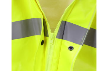 Image of MCR Safety Big Jake 2 PVC/Meta-Aramid Flame Resistant Rain Coat, ANSI Class 3 Hi-Vis Standard, HRC2/CAT2, ARC Rating ATPV 11 cal/cm2, Fluorescent Lime, XL, BJ238CHXL