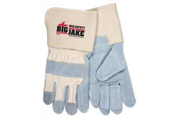 Image of MCR Safety Big Jake Premium A+ Side Leather Palm Work Gloves w/4.5 Inch Safety Cuff &amp; Double Palm and Fingers - Men's, Extra Large, 1716