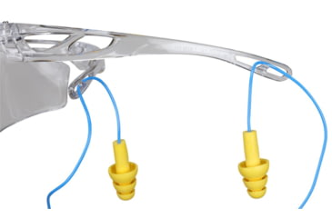 Image of MCR Safety Checklite CL4 Series Safety Glasses, MAX6 Anti-Fog Lens Coating, Earplug Retaining Technology, Temples Hold Earplug Cord in Place, Clear, One Size, CL410PF