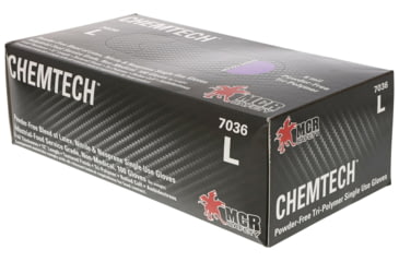 Image of MCR Safety ChemTech Tri-Polymer Blended Disposable Gloves, Powder Free Industrial Food Service Grade, Nitrile Neoprene and Latex Polymers, 12in Length, 6 mil Thickness, Lilac, Small, 7036S