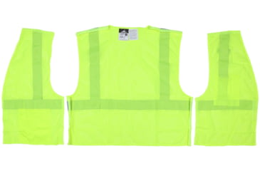 Image of MCR Safety CL2MLPFRM Hi Vis Reflective Safety Vest, ANSI Type R Class 2, Mesh with 2in Silver Stripes, Breakaway Design with Hook and Loop Closures, Fluorescent Lime, M, CL2MLPFRM