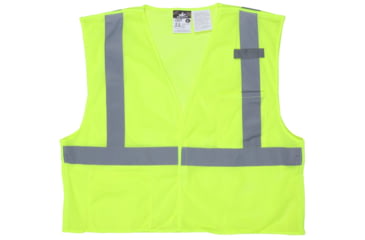 Image of MCR Safety CL2MLPFRM Hi Vis Reflective Safety Vest, ANSI Type R Class 2, Mesh with 2in Silver Stripes, Breakaway Design with Hook and Loop Closures, Fluorescent Lime, M, CL2MLPFRM
