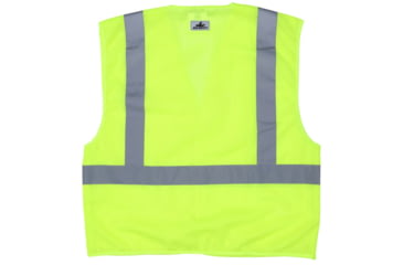Image of MCR Safety CL2MLM Hi Vis Reflective Safety Vest, ANSI Type R Class 2, Mesh with 2in Silver Stripes, Breakaway Design with Hook and Loop Closures, Fluorescent Lime, M, CL2MLM