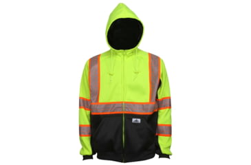 Image of MCR Safety Class 3 Poly Hoodie, Zipper Front and Attached Drawstring Hood, Hand Warmer Pockets, Fluorescent Lime, M, S2CL3LZM