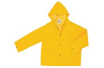 Image of MCR Safety Classic Series Waterproof Rain Jacket, .35mm PVC/Poly, Attached Hood, Yellow, L, 200JHL