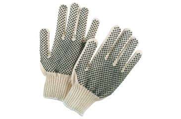 Image of MCR Safety Cotton String Knit Work Gloves, 7 Gauge Regular Weight String Knit, Natural 60% Cotton 40% Polyester Fabric, PVC Dotted One Both Sides, Natural, Small, 9668S