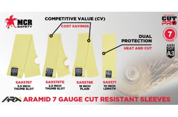 Image of MCR Safety Cut Pro 7 Gauge ARX Aramid Fibers Cut Resistant Sleeves - Mens, 10 x 3in, SA9371