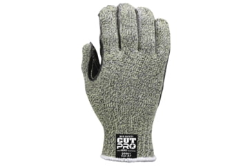 Image of MCR Safety Cut Pro Hero 7 Gauge Regular Weight Shell Cut Resistant Work Gloves with Leather Palm, Black, Small, 93861S