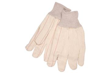 Image of MCR Safety Double Palm Work Gloves, 18oz Corded Cotton Blend, Clute Pattern with Straight Thumb, Knit Wrist, Natural, Large, 9018CD