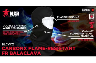 Image of MCR Safety Flame Resistant CarbonX CAT3 Balaclava, Black, One Size, BLCVCX