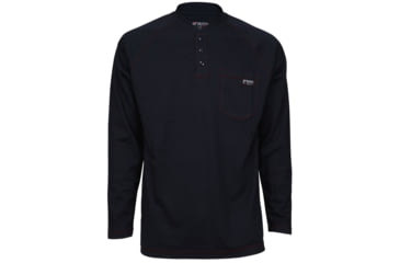 Image of MCR Safety Flame Resistant Long Sleeve Henley Shirt, 100% Cotton, Navy, XL, H1NXL