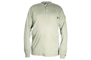 Image of MCR Safety Flame Resistant Long Sleeve Henley Shirt, 100% Cotton, Tan, S, H1TS