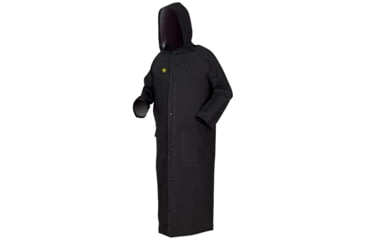 Image of MCR Safety FR267CL Classic Plus Series Waterproof Ankle Raincoat, .35mm PVC/Poly, Detachable Hood and Corduroy Collar, Limited Flammability, Black, L, FR267CL