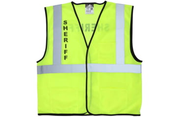 Image of MCR Safety Luminator Series Hi Vis Reflective Lime Safety Vest w/Sheriff Logo, 2XL, VCL2MLSHFX2