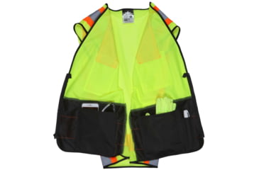 Image of MCR Safety Hi Vis Reflective Safety Vest, ANSI Type R Class 2, 4in Silver Stripes, Zipper Front Closure, Fluorescent Lime, 5X, WCCL2MLSZX5