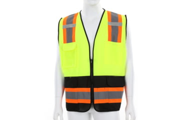 Image of MCR Safety Hi Vis Reflective Safety Vest, ANSI Type R Class 2, 4in Silver Stripes, Zipper Front Closure, Fluorescent Lime, 5X, WCCL2MLSZX5