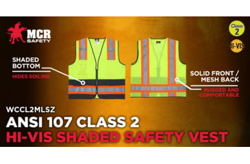Image of MCR Safety Hi Vis Reflective Safety Vest, ANSI Type R Class 2, 4in Silver Stripes, Zipper Front Closure, Fluorescent Lime, 5X, WCCL2MLSZX5