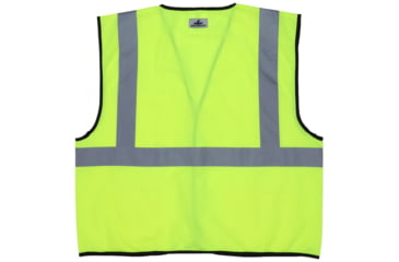 Image of MCR Safety Hi Vis Reflective Safety Vest, ANSI Type R Class 2, Solid with 2in Silver Stripes, Hook and Loop Front Closure, Fluorescent Lime, 2X, VCL2SLX2