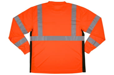Image of MCR Safety Hi Vis Safety Work T-Shirts, Soft Poly Birdseye Mesh, Long Sleeve and Tagless Design, ANSI 107 Type R Class 3, Fluorescent Orange, 3X, LSTSCL3MOX3