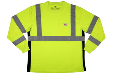 Image of MCR Safety Hi Vis Safety Work T-Shirts, Soft Poly Birdseye Mesh, Long Sleeve and Tagless Design, ANSI 107 Type R Class 3, Lime, S, LSTSCL3MLS