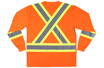 Image of MCR Safety Hi Vis Safety Work T-Shirts, Soft Poly, Long Sleeve and Tagless Design, ANSI 107 Type R Class 3, Fluorescent, Fluorescent Orange, 5X, WCLTCS2OX5
