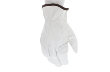 Image of MCR Safety Leather Drivers Work Gloves, CV Grade Grain Goatskin, Foam Padded Palm with Keystone Thumb, White, Small, 3615DPS